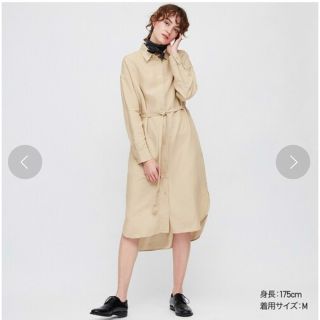 ユニクロ(UNIQLO)のリネンブレンドシャツワンピース(ロングワンピース/マキシワンピース)