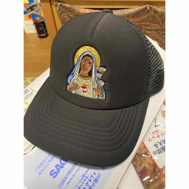 DENIM TEARS Black Madonna Trucker Hat 2