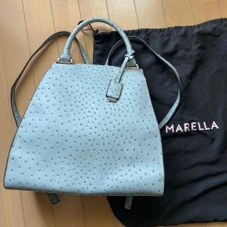 マックスマーラ(Max Mara)のMARELLAマレーラエコレザー2wayバッグ　グレイッシュブルー(トートバッグ)