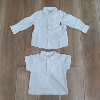 ニシマツヤ(西松屋)のキッズ　フォーマル　シャツ　長袖　ポロシャツ　半袖　白色　90　西松屋　セット(ドレス/フォーマル)