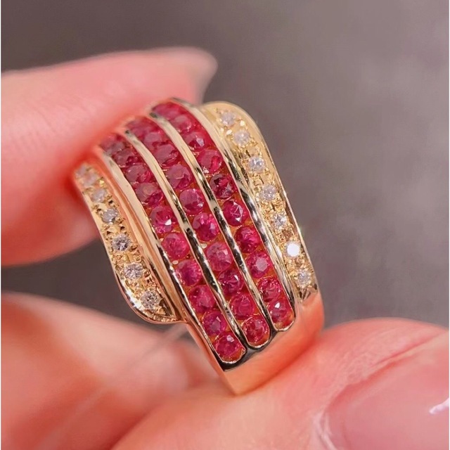 天然 ルビー ダイヤモンド リング 1.07ct k18 ¥-