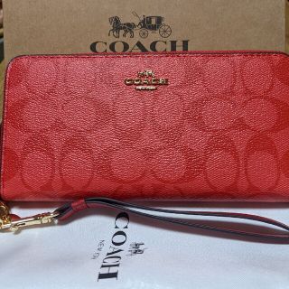 コーチ(COACH)のCOACH  長財布　シグネチャー　赤(財布)