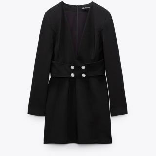 ザラ(ZARA)の【ZARA】パールビーズアップリケ ベルト ブレザーワンピース(ミニワンピース)