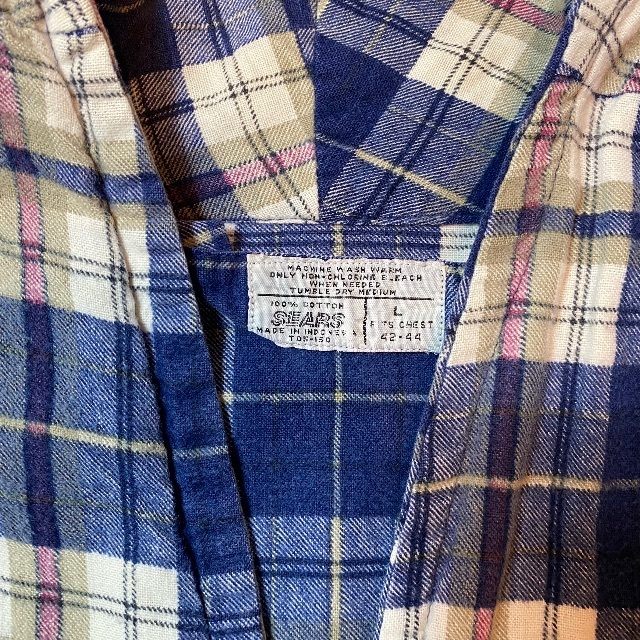 70s80s sears シアーズ プリントネルシャツガウンコート_3