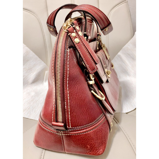 COACH - COACH コーチ 本革バッグ A4サイズ収納可 ワインレッドの通販
