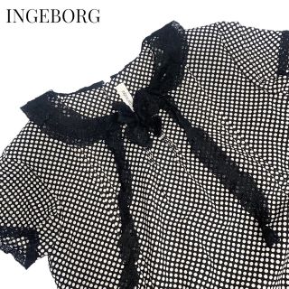 インゲボルグ(INGEBORG)の【INGEBORG】レースドットロングワンピース　インゲボルグ　ブラック(ロングワンピース/マキシワンピース)