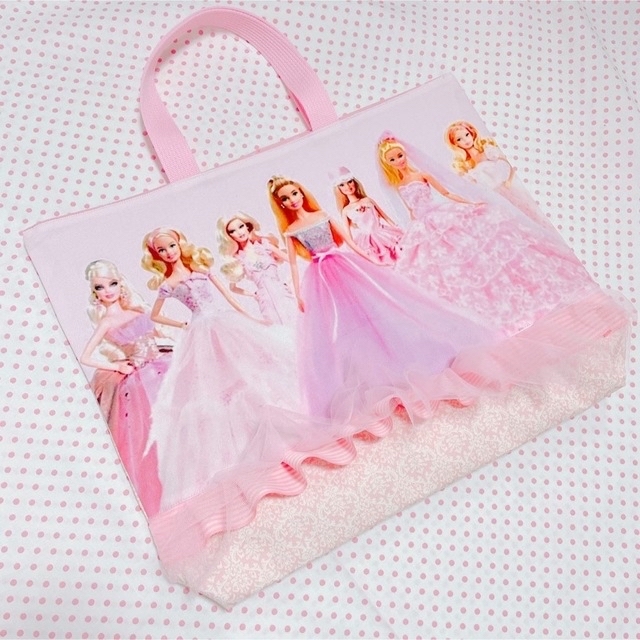 Barbie バービー　レッスンバッグ　女の子　プリンセス　ドレス　ピンク ハンドメイドのキッズ/ベビー(バッグ/レッスンバッグ)の商品写真