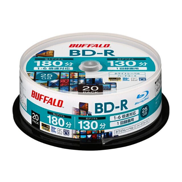 Buffalo(バッファロー)のBD-R 新品2枚 BUFFALO 1回録画 25GB forVIDEO 未使用 スマホ/家電/カメラのテレビ/映像機器(その他)の商品写真