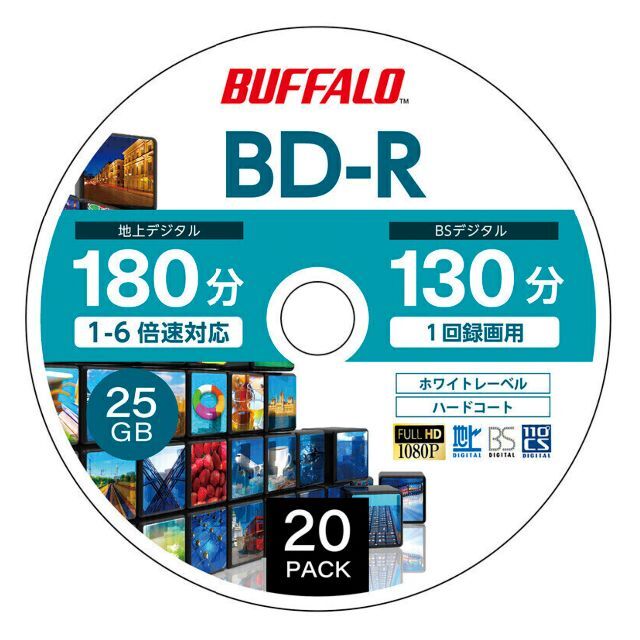 Buffalo(バッファロー)のBD-R 新品2枚 BUFFALO 1回録画 25GB forVIDEO 未使用 スマホ/家電/カメラのテレビ/映像機器(その他)の商品写真