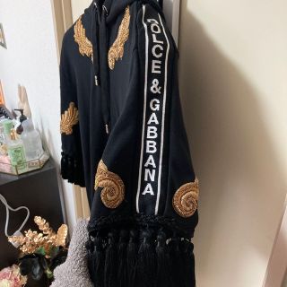 美品 ドルチェ&ガッバーナ DOLCE&GABBANA スウェット トレーナー ビジュー装飾 コットン トップス レディース イタリア製 36(S相当) ブラック/ゴールド