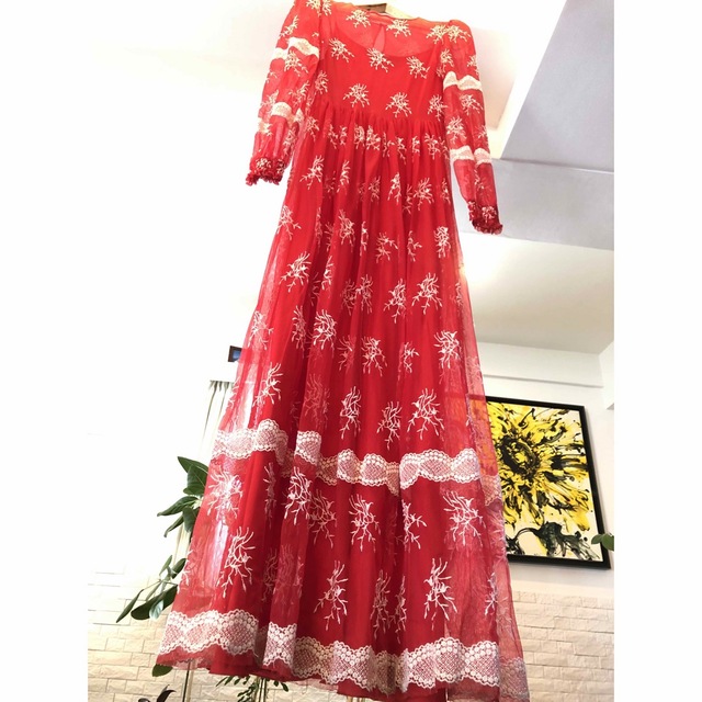 ブルーガール ブルマリン♡ 赤いレースドレス - ロングドレス