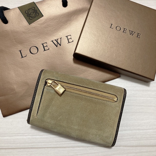 美品 LOEWE ロエベ レディース 三つ折り財布 革財布 コンパクト