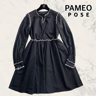 PAMEO POSE パメオポーズ ワンピース タッセルリボン 長袖 ブラック