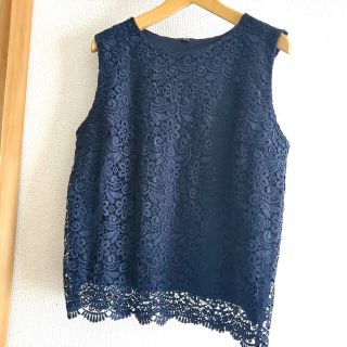 ユニクロ(UNIQLO)のイギオリ様専用　ユニクロ　Ｌサイズ　濃紺ノースリーブトップス(カットソー(半袖/袖なし))