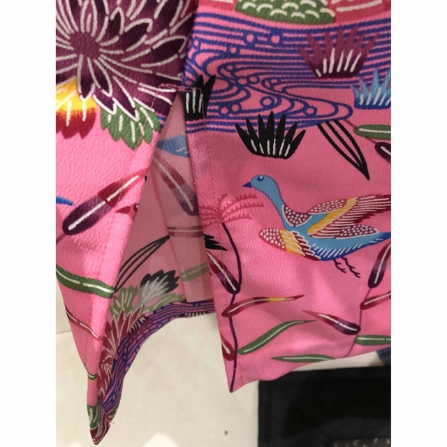着物リメイク 洗える! ピンク 和柄 ショート丈羽織 ロングスカート 7