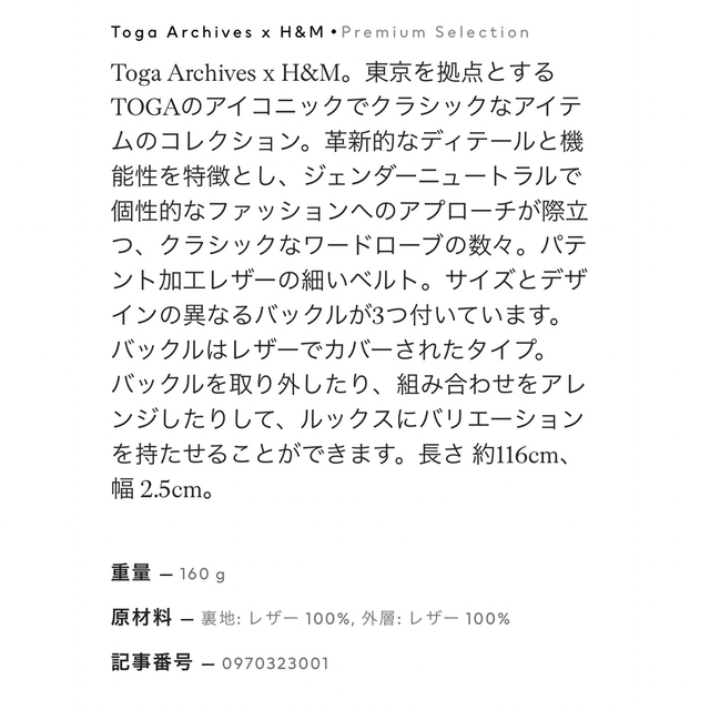 TOGA(トーガ)のToga Archives × H&M スリーバックルレザーベルト レディースのファッション小物(ベルト)の商品写真