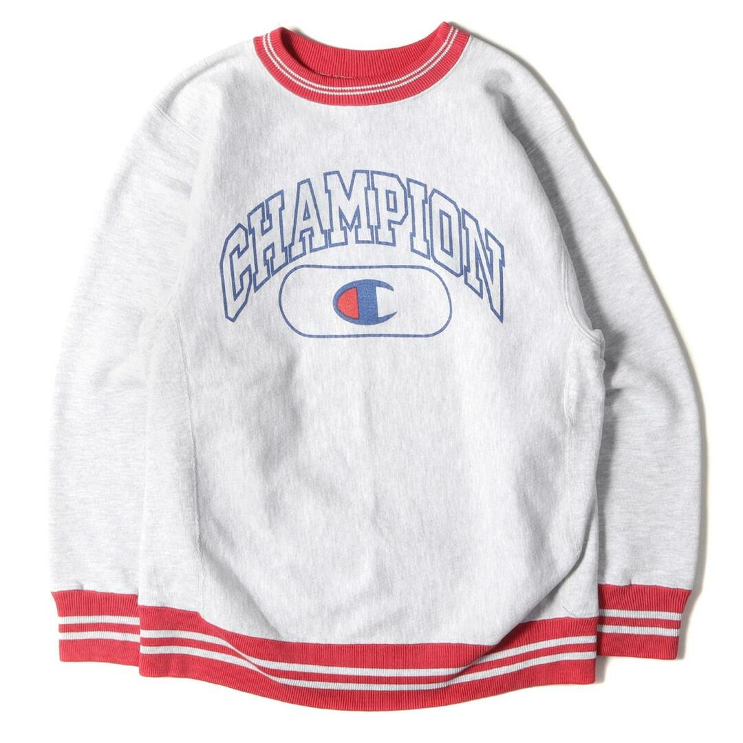 Champion チャンピオン スウェット リブライン リバースウィーブ スウェットシャツ 刺繍タグ 2段プリント USA製 vintage ヴィンテージ 90s アッシュグレー レッド M トップス トレーナー 長袖 【メンズ】