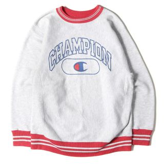 Champion チャンピオン スウェット リブライン リバースウィーブ スウェットシャツ 刺繍タグ 2段プリント USA製 vintage ヴィンテージ 90s アッシュグレー レッド M トップス トレーナー 長袖 【メンズ】【中古】(スウェット)