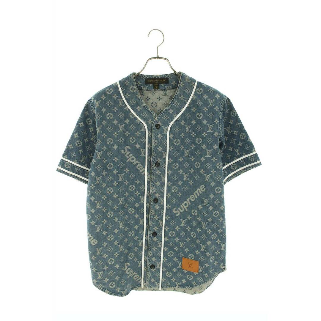 トップスシュプリーム ルイヴィトン  17AW  LV Jacquard Denim Baseball Jersey モノグラムデニムベースボール半袖シャツ  メンズ XXS