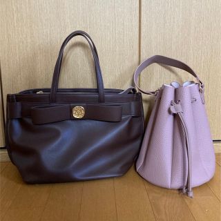 シマムラ(しまむら)のしまむら 青木美沙子 リボンバッグ 茶＆カヌレyumi L2wayバッグ新品同様(ショルダーバッグ)