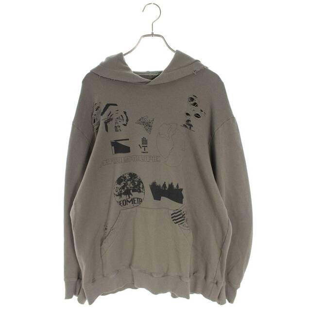 ユウキハシモト YUKI HASHIMOTO  22SS  221-01-0603　MULTIPLE GRAPHIC DAMAGED HOODIE ダメージ加工ロゴプリントパーカー メンズ M