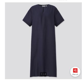 ユニクロ(UNIQLO)の【新品未使用・送料込み】リネンブレンドカフタンワンピース（半袖）(ロングワンピース/マキシワンピース)