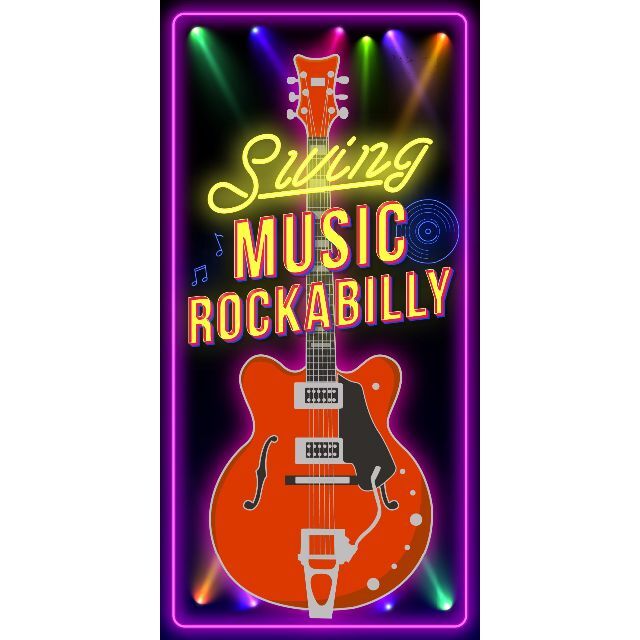 【Lサイズ】ロカビリー ギター ロックンロール 看板 置物 雑貨 ライトBOX 楽器のギター(エレキギター)の商品写真