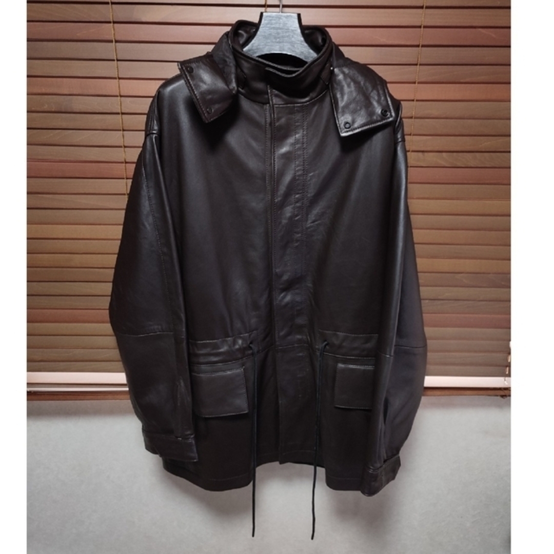 メンズ定価59990 STUDIO NICHOLSON ZARA ラムレザー　パーカー