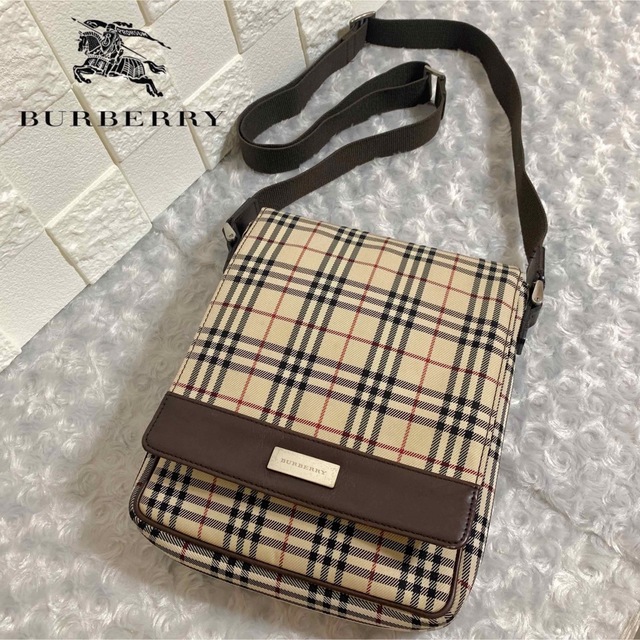 BURBERRY バーバリー ショルダーバッグ ノバチェック キャンバス 本革