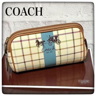 コーチ(COACH)の【訳あり】COACHコーチ　ヘリテージ　ストライプ　コレクション　ポーチ(ポーチ)