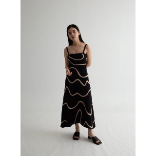 uenui Wave pattern knit one piece キャミワンピ(ロングワンピース/マキシワンピース)