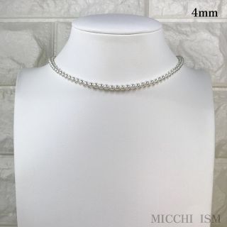 パールネックレス 4mm玉 レディース メンズ 高品質 流行り大人気 シンプル(ネックレス)