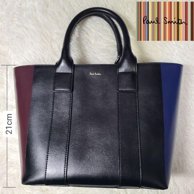 帯電防止処理加工 Paul Smith ポール・スミス ハンドバッグ 黒 青 茶