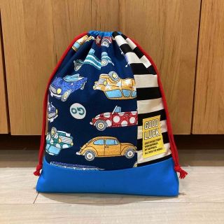 トキ様専用⭐️ 車柄　ネイビー　カラフル＆ボーダー　体操着袋　1点(外出用品)