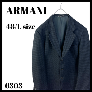 アルマーニ(Armani)のMANI アルマーニ テーラードジャケット ネイビー チェック 48 L相当(テーラードジャケット)