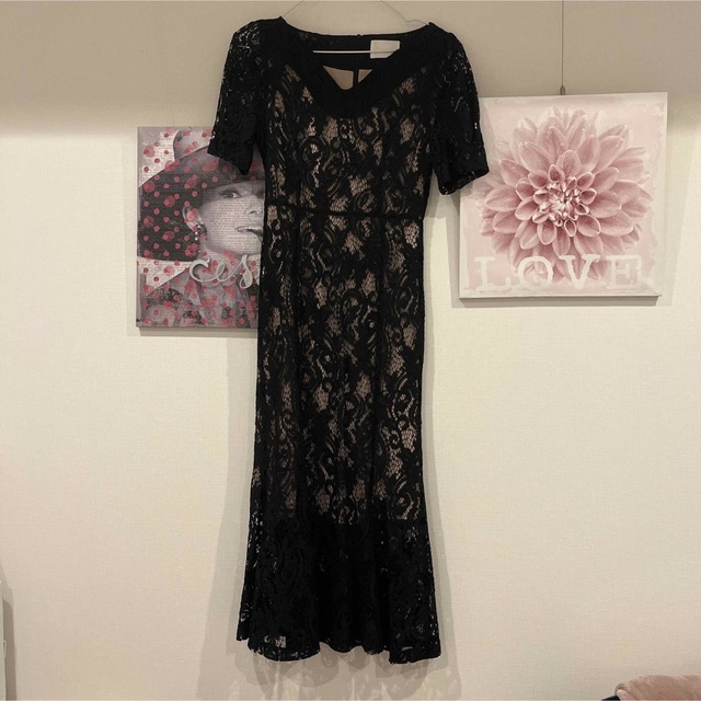 dholic(ディーホリック)の美品 ディーホリック レースワンピースドレス ブラック S レディースのワンピース(ひざ丈ワンピース)の商品写真