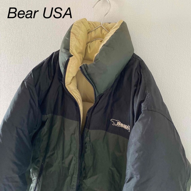 Bear USA(ベアー)のBearUSAベアーダウンジャケットアウターリバーシブルxlグリーン緑ベージュ メンズのジャケット/アウター(ダウンジャケット)の商品写真