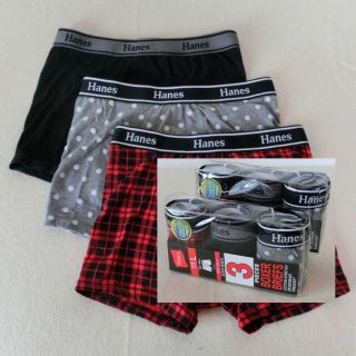 ヘインズ(Hanes)の【 L 】 Hanes ボクサー 抗菌防臭 ６枚セット　綿混　３柄　p0766(ボクサーパンツ)