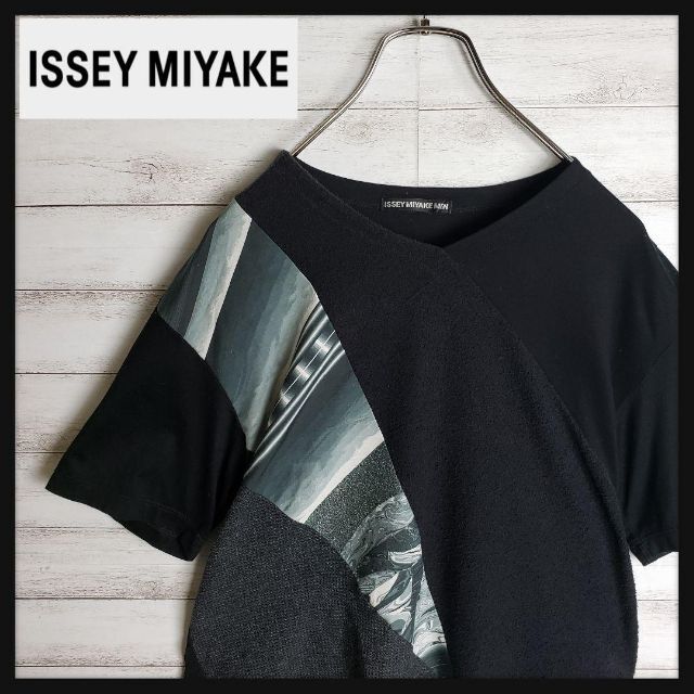 希少デザイン ISSEY MIYAKE 絵画風 総柄 レーヨン シャツ Ｍ