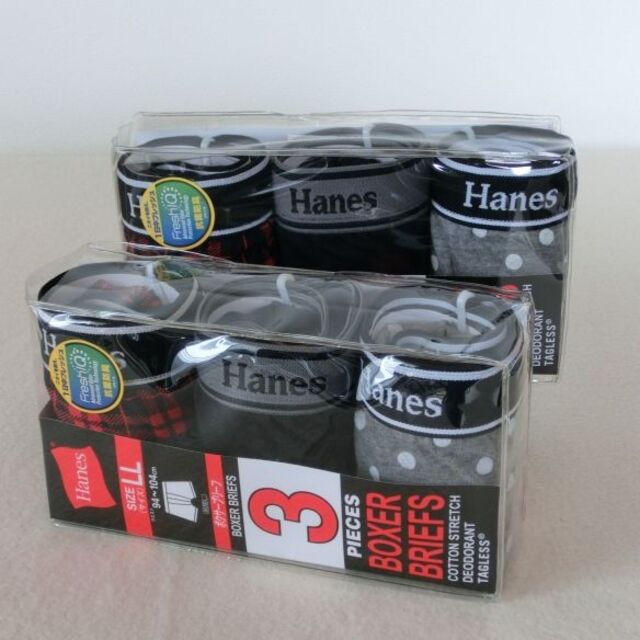 Hanes(ヘインズ)の【 LL 】 Hanes ボクサー 抗菌防臭 ６枚セット　綿混　３柄　p0766 メンズのアンダーウェア(ボクサーパンツ)の商品写真