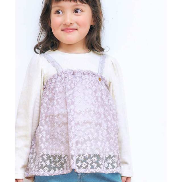 apres les cours(アプレレクール)のapres les cours お花レースドッキングトップス キッズ/ベビー/マタニティのキッズ服女の子用(90cm~)(Tシャツ/カットソー)の商品写真