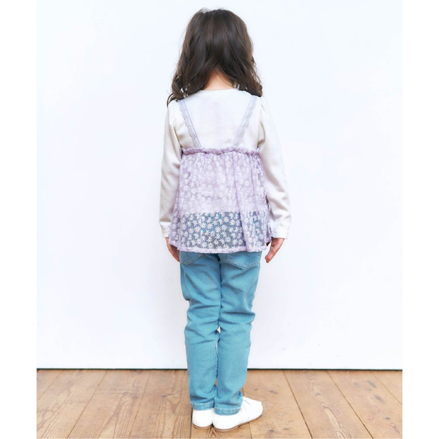 apres les cours(アプレレクール)のapres les cours お花レースドッキングトップス キッズ/ベビー/マタニティのキッズ服女の子用(90cm~)(Tシャツ/カットソー)の商品写真