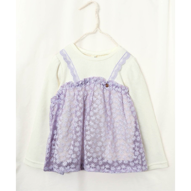 apres les cours(アプレレクール)のapres les cours お花レースドッキングトップス キッズ/ベビー/マタニティのキッズ服女の子用(90cm~)(Tシャツ/カットソー)の商品写真