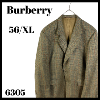 バーバリー(BURBERRY)のバーバリー テーラードジャケット シングル ブラウン 茶色 チェック 56 XL(テーラードジャケット)