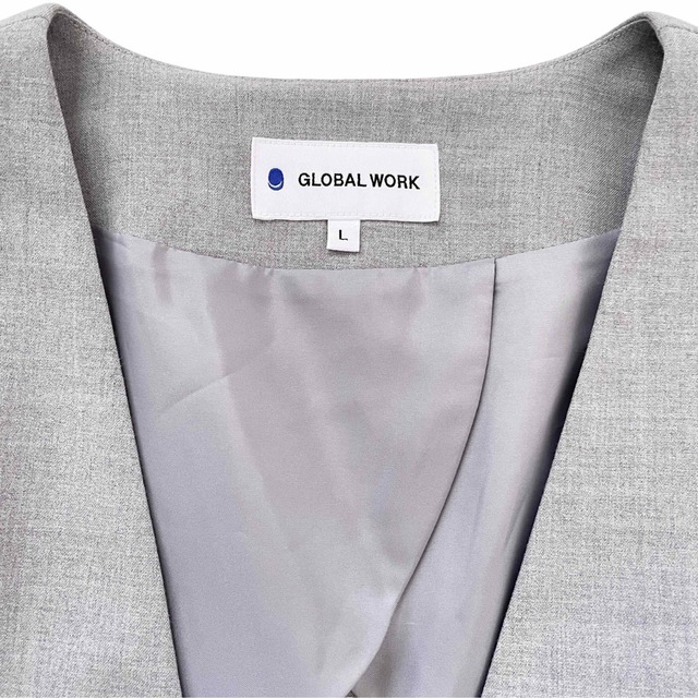 GLOBAL WORK(グローバルワーク)のグローバルワーク◆カラーレスジャケット　ノーカラー　ウォッシャブル　オフィス　L レディースのジャケット/アウター(ノーカラージャケット)の商品写真