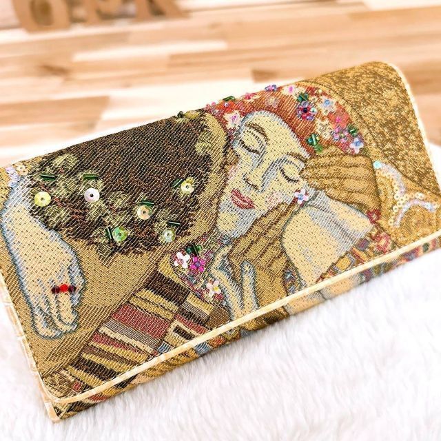 新品/未使用【シンクビー】ゴールデン クリムト 長財布 ゴブラン 金×ベージュ