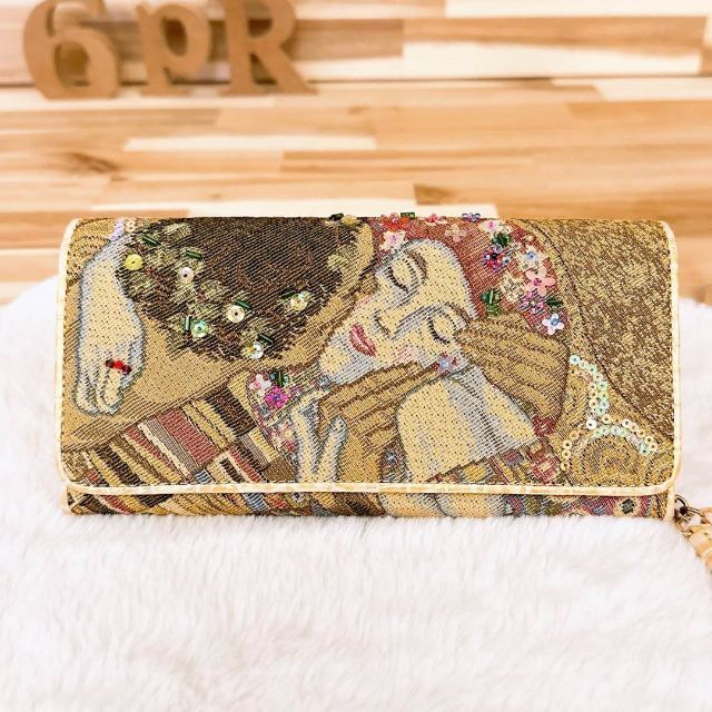 新品/未使用【シンクビー】ゴールデン クリムト 長財布 ゴブラン 金×ベージュ