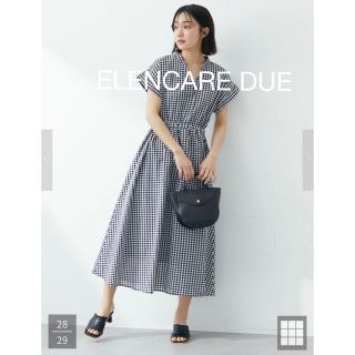 グリーンパークス ELENCARE DUE ギンガムチェックフレンチワンピース(ロングワンピース/マキシワンピース)