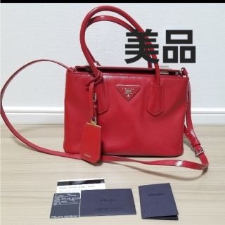 プラダ(PRADA)の美品　プラダ　PRADA  バッグ　サフィアーノ　赤　ROSSO(ハンドバッグ)