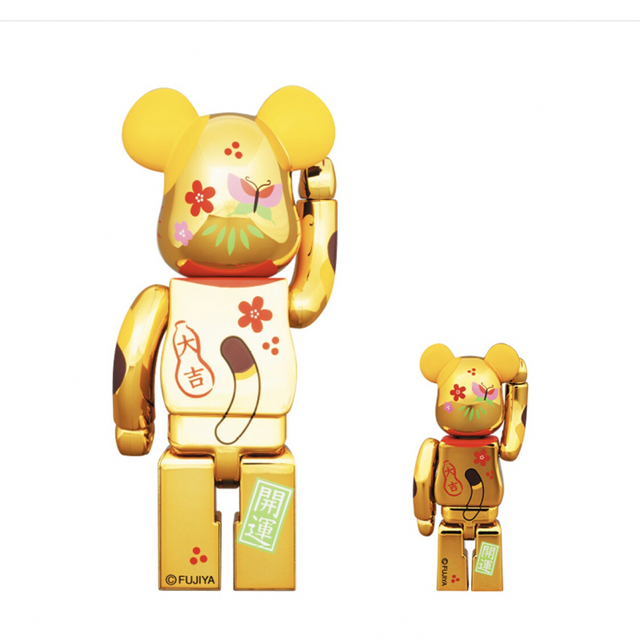 BE@RBRICK 招き猫 ペコちゃん 福 金メッキ 100%&400%